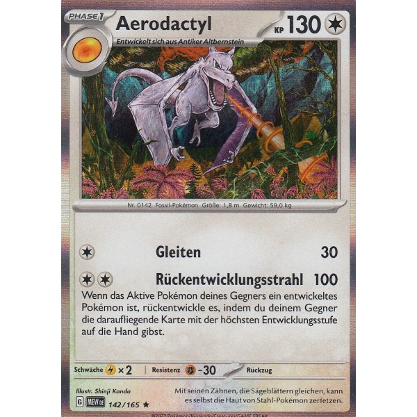 Aerodactyl 142/165 Holo 151 Pokemon karte