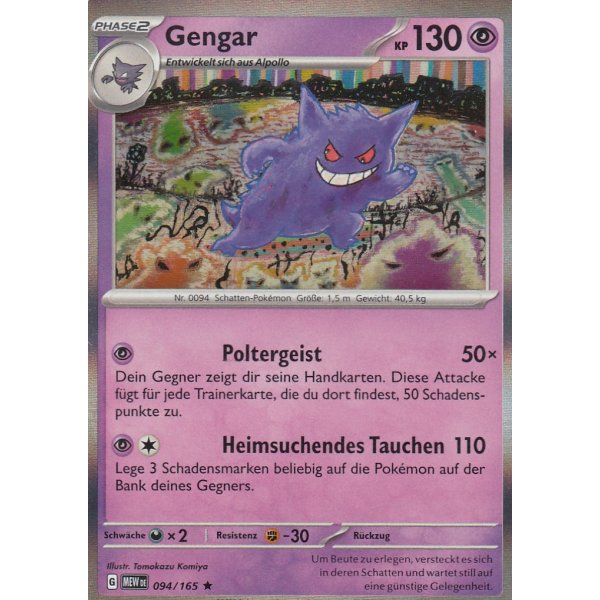 gengar 094/165 Pokemon Karte