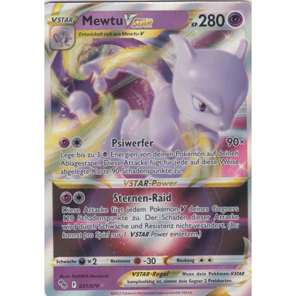 Mewtu Vstar 031/078  Pokemon GO