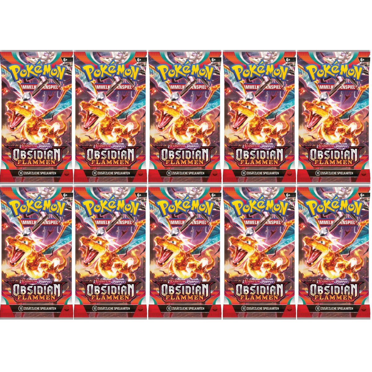 10 x Pokemon Booster Obsidianflammen